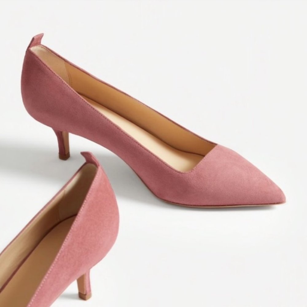 Everlane The Editor Rosewood Suede Kitten Heels